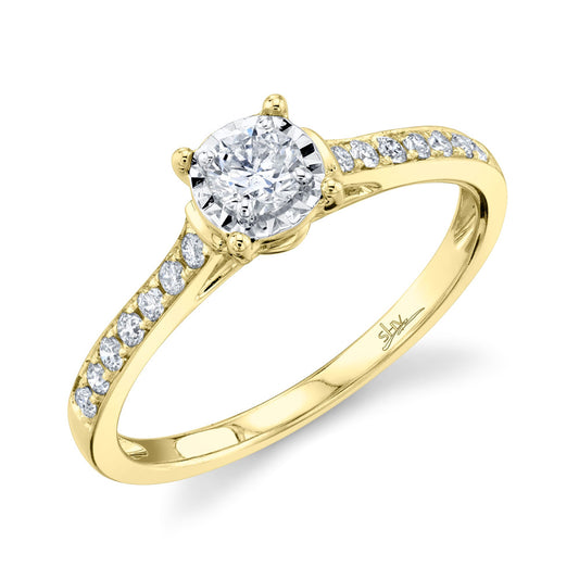 Shy Creation 0.39 ct. Round Diamond Engagement Ring in 14K Yellow Gold