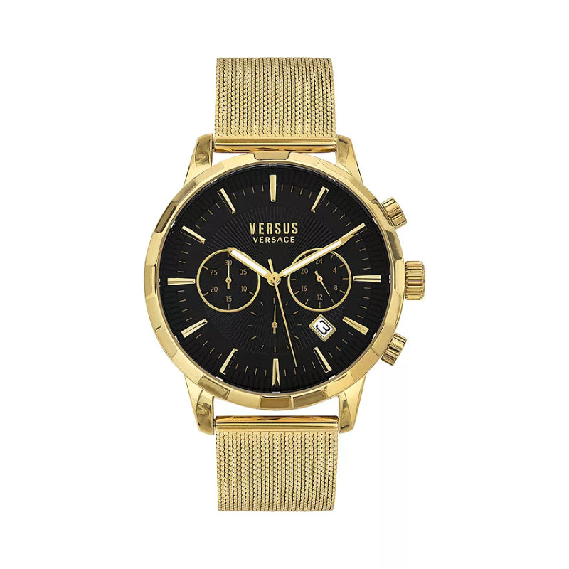 Versus Versace Eugene Men's 46mm Gold-Tone Bracelet Watch with Strap Set - Black Dial