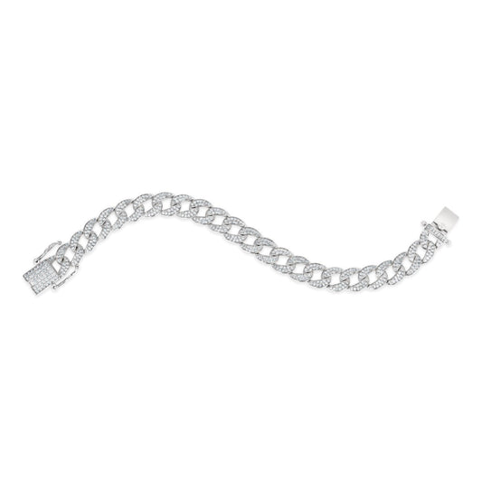 Anna Zuckerman Olivia 74 Women's 8" 3 ct. Diamond Crystalline Havana Cuban Bracelet in Platinum-Plating over 925 Sterling Silver