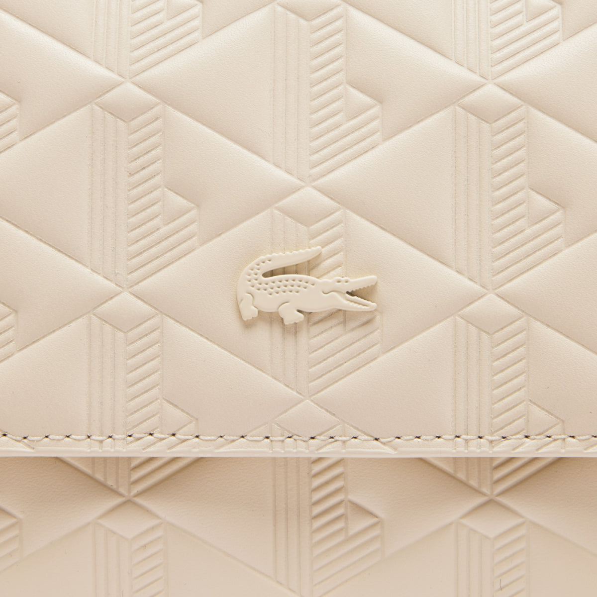 Lacoste Maheki Embossed Shoulder Bag - Bone White