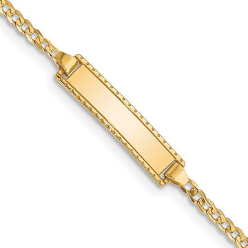 14k Yellow Gold 6" Curb Link Baby/Child ID Bracelet