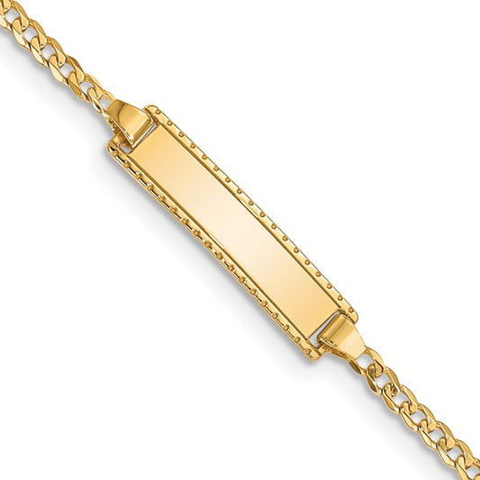 14k Yellow Gold 6" Curb Link Baby/Child ID Bracelet