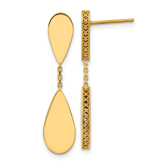 14K Leslie's Women's Satin Teardrop Drop & Dangle Earrings in 14K Yellow Gold