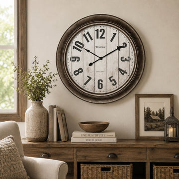 Westclox Vintage 15.5" Woodgrain Dial Round Wall Clock - Brown