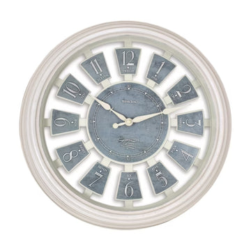 Reloj de pared con panel redondo de 16" de Westclox Antique en plástico, color blanco