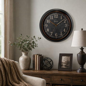 Reloj de pared redondo Westclox de 15,5" - Negro/bronce