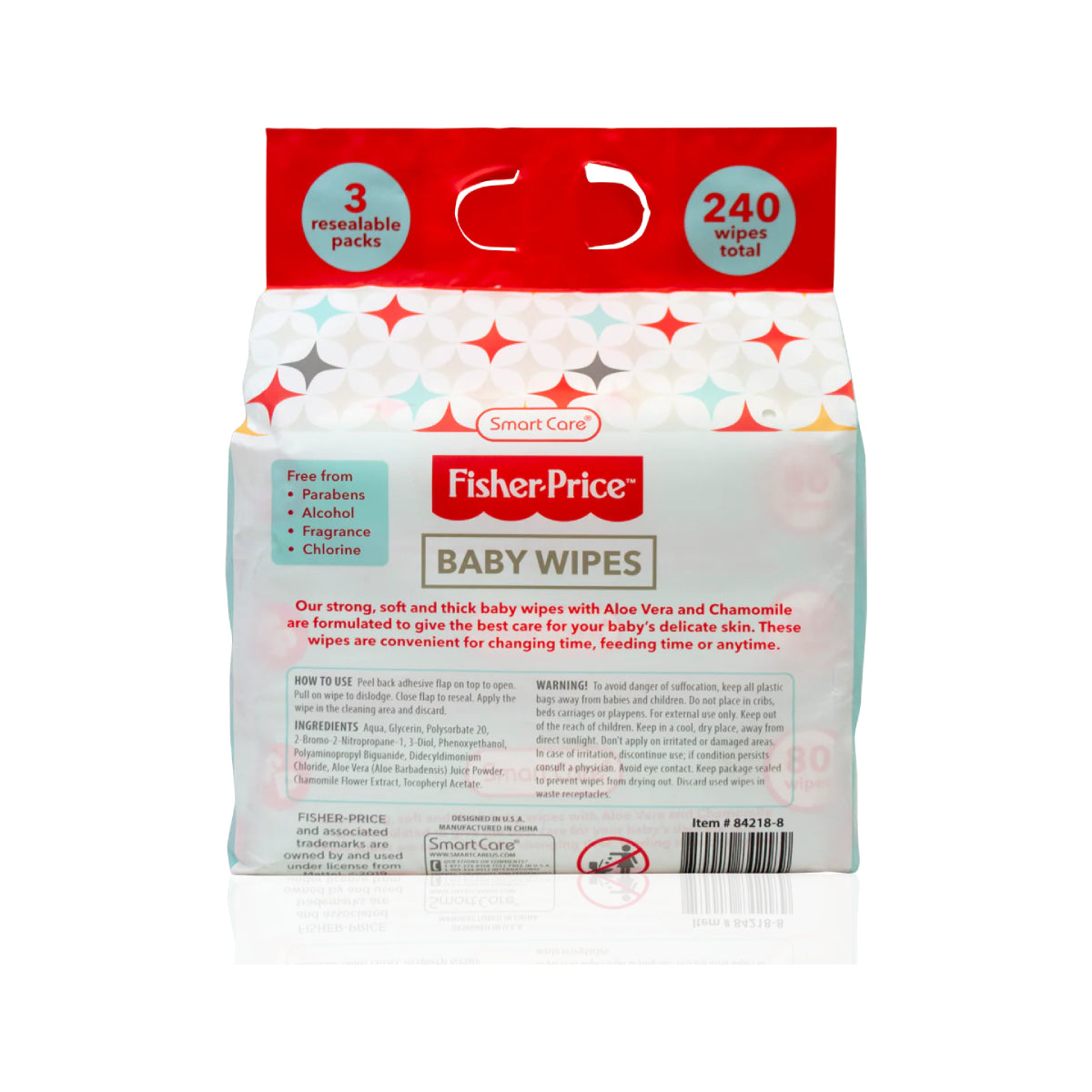 Fisher-Price Aloe Vera and Chamomile Baby Wipes (Pack of 3, 80-Count Each)