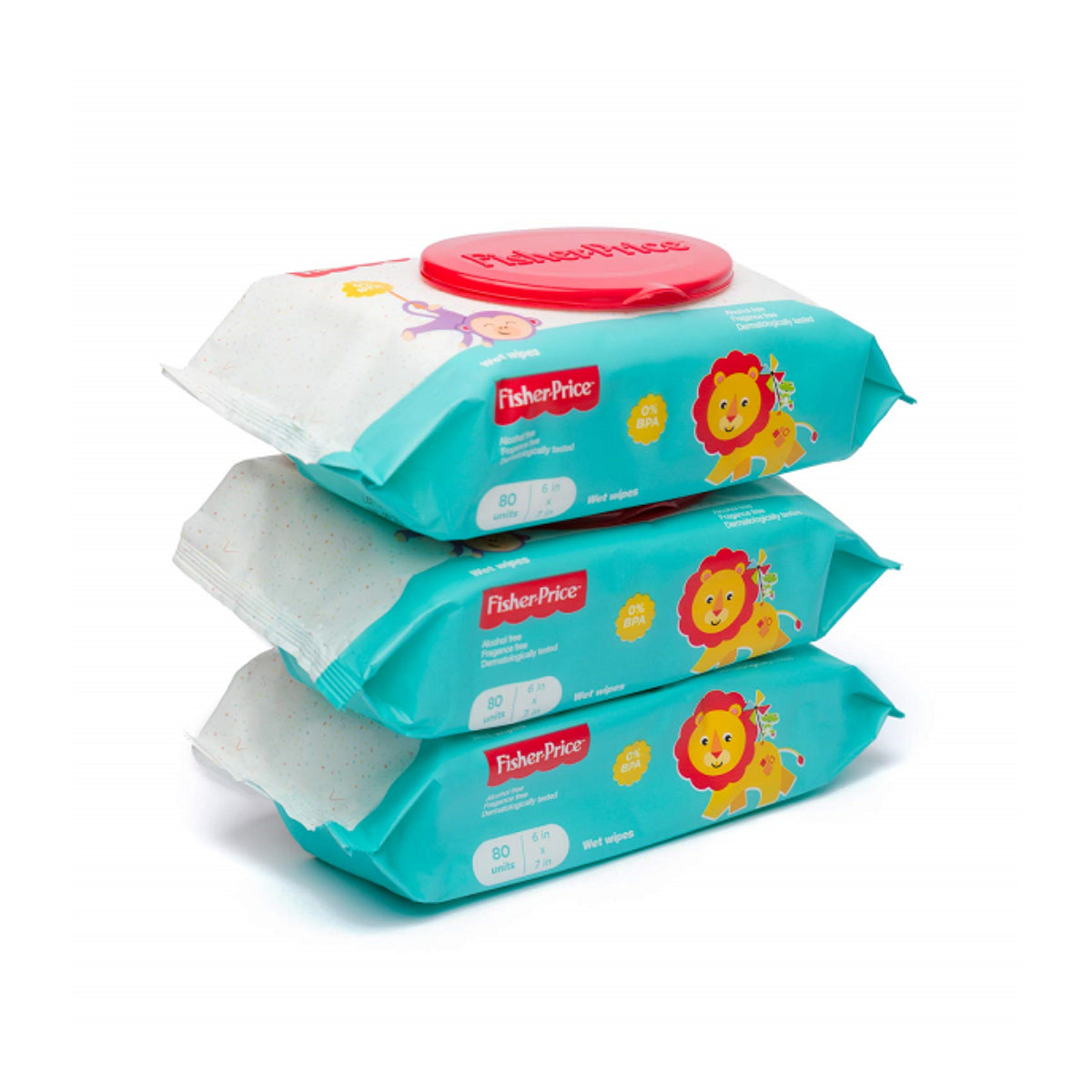 Fisher-Price Fragrance Free Baby Wipes (Pack of 3, 80-Count Each)
