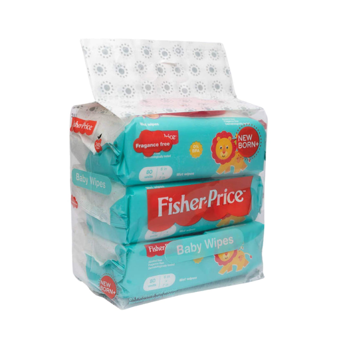 Fisher-Price Fragrance Free Baby Wipes (Pack of 3, 80-Count Each)