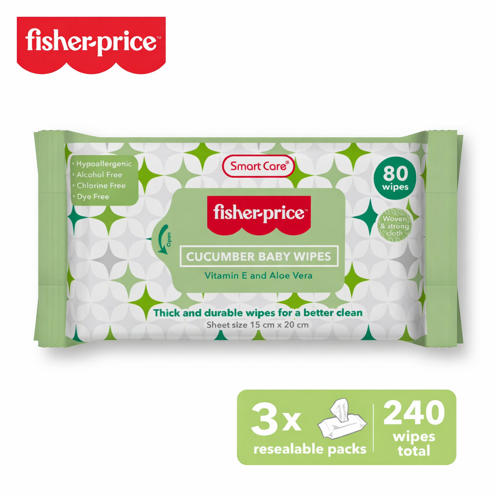 Fisher-Price Cucumber Baby Wipes (Pack of 3, 80-Count Each)