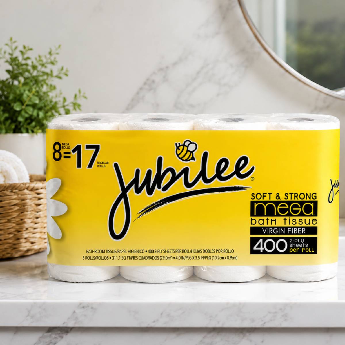 Jubilee Soft & Strong Mega Bathroom Tissue (8-Roll, 400-Sheets Per Roll)