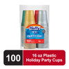 Hefty Party On Holiday 16 oz Disposable Cups (100-Pieces) - Assorted
