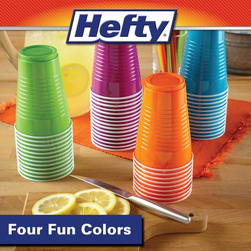 Hefty Party On 16 oz Disposable Cups (80-Pieces) - Assorted