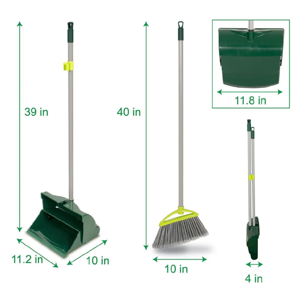 Pine-Sol Broom and Dustpan Set with Adjustable Handle - Green/Gray