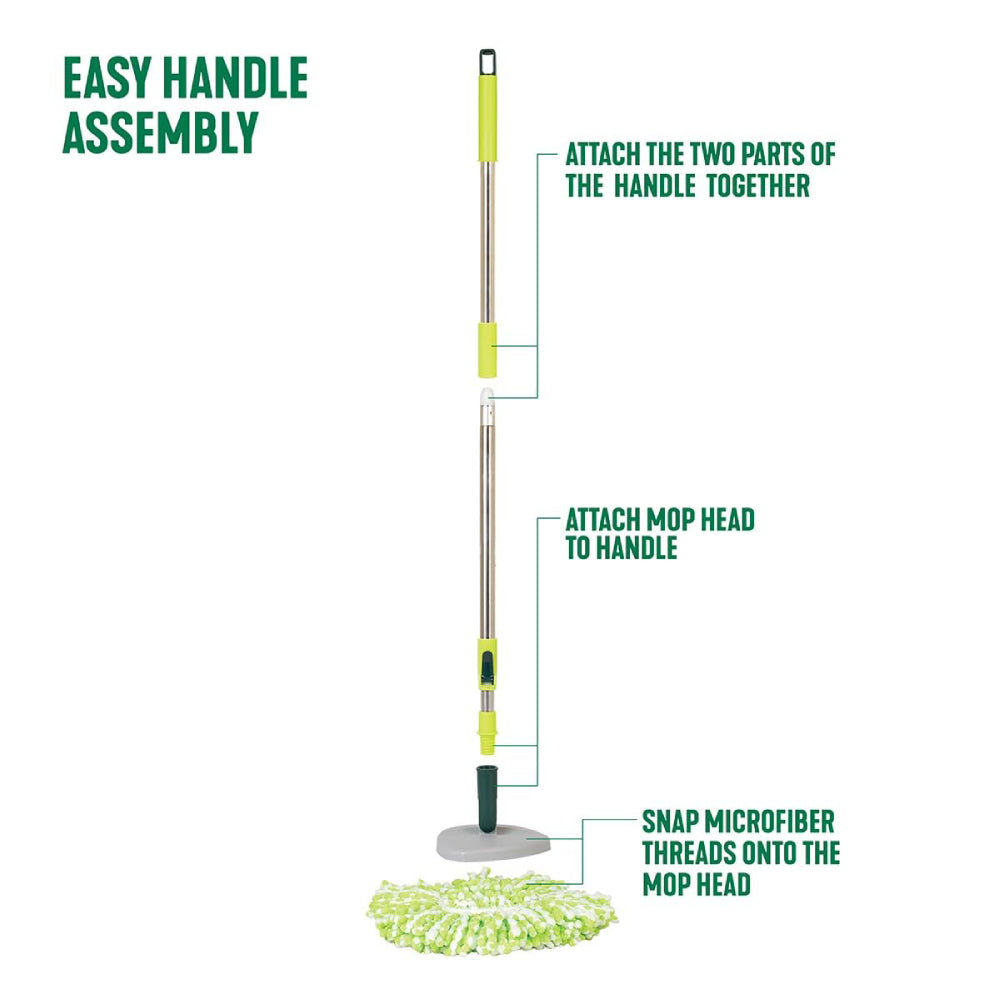 Pine-Sol Spin Mop and Bucket Set with Extendable Handle and Easy Wring Bucket - Green/Gray