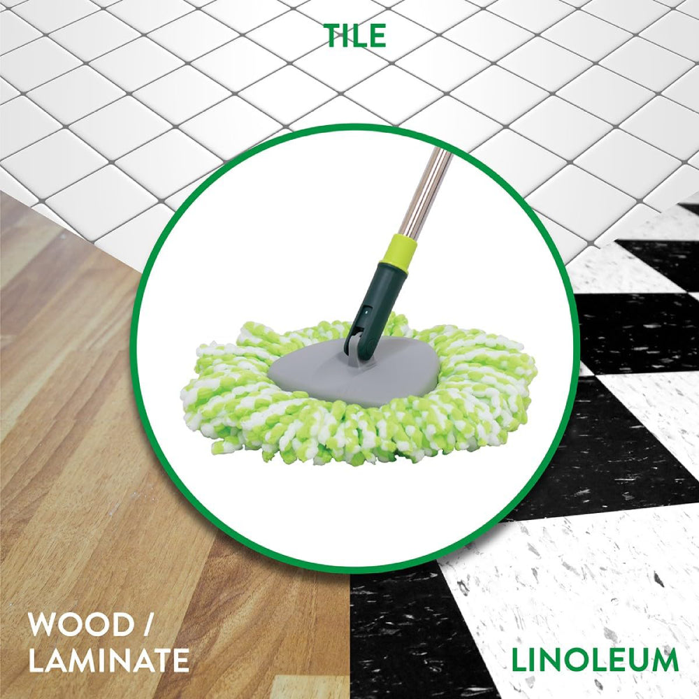 Pine-Sol Spin Mop and Bucket Set with Extendable Handle and Easy Wring Bucket - Green/Gray