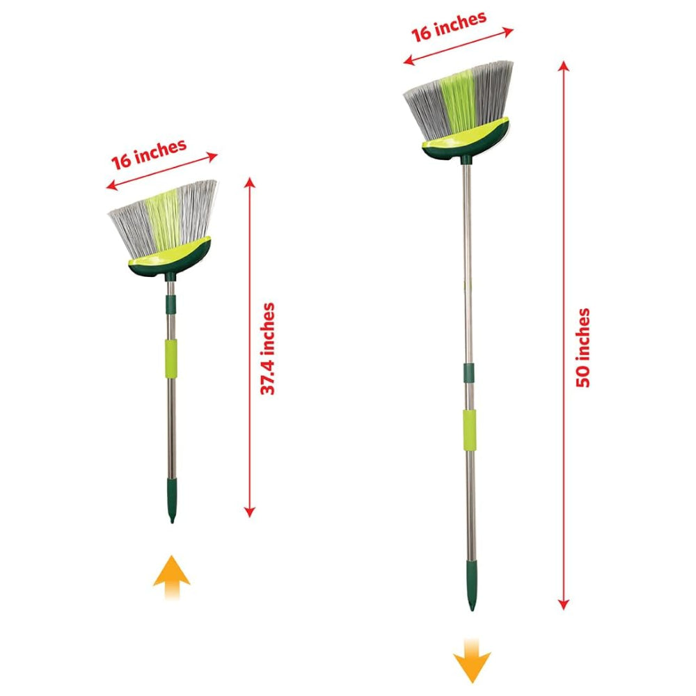 Pine-Sol Broom & Mop Cleaning (7-Piece) Set All in One Floor Cleaning Kit - Green/Silver