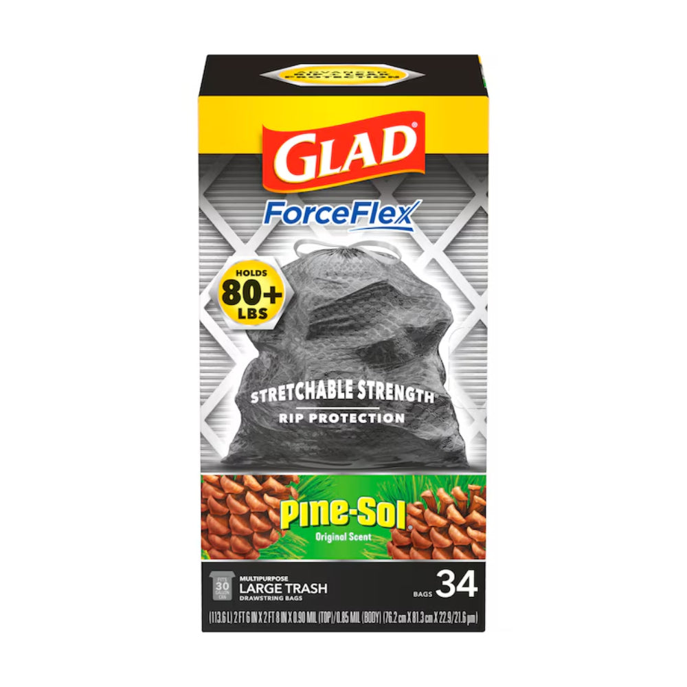 Glad ForceFlex DrawString Pine-sol Trash Bags (34-Count) - Black