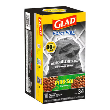Glad ForceFlex DrawString Pine-sol Trash Bags (34-Count) - Black