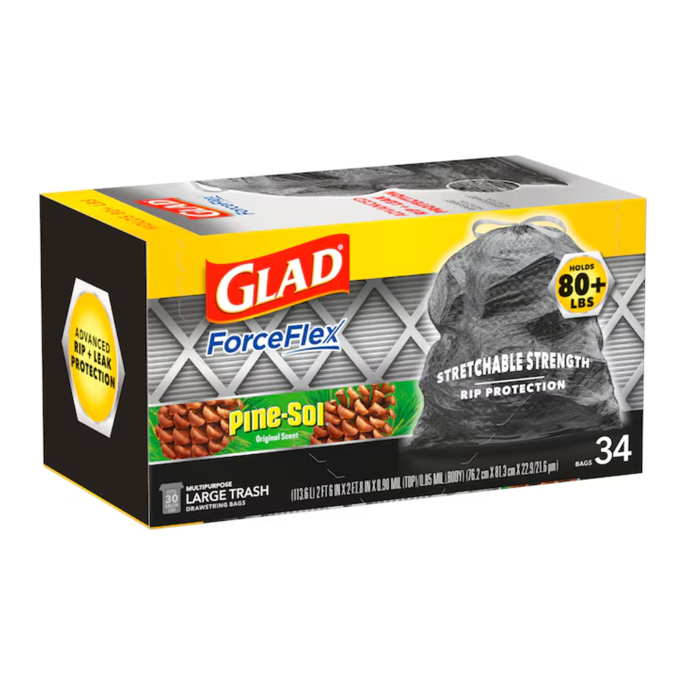 Glad ForceFlex DrawString Pine-sol Trash Bags (34-Count) - Black