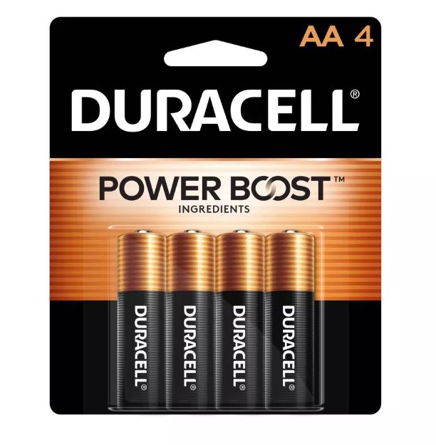 Duracell CopperTop AA Alkaline Batteries (4 Pack) - Black