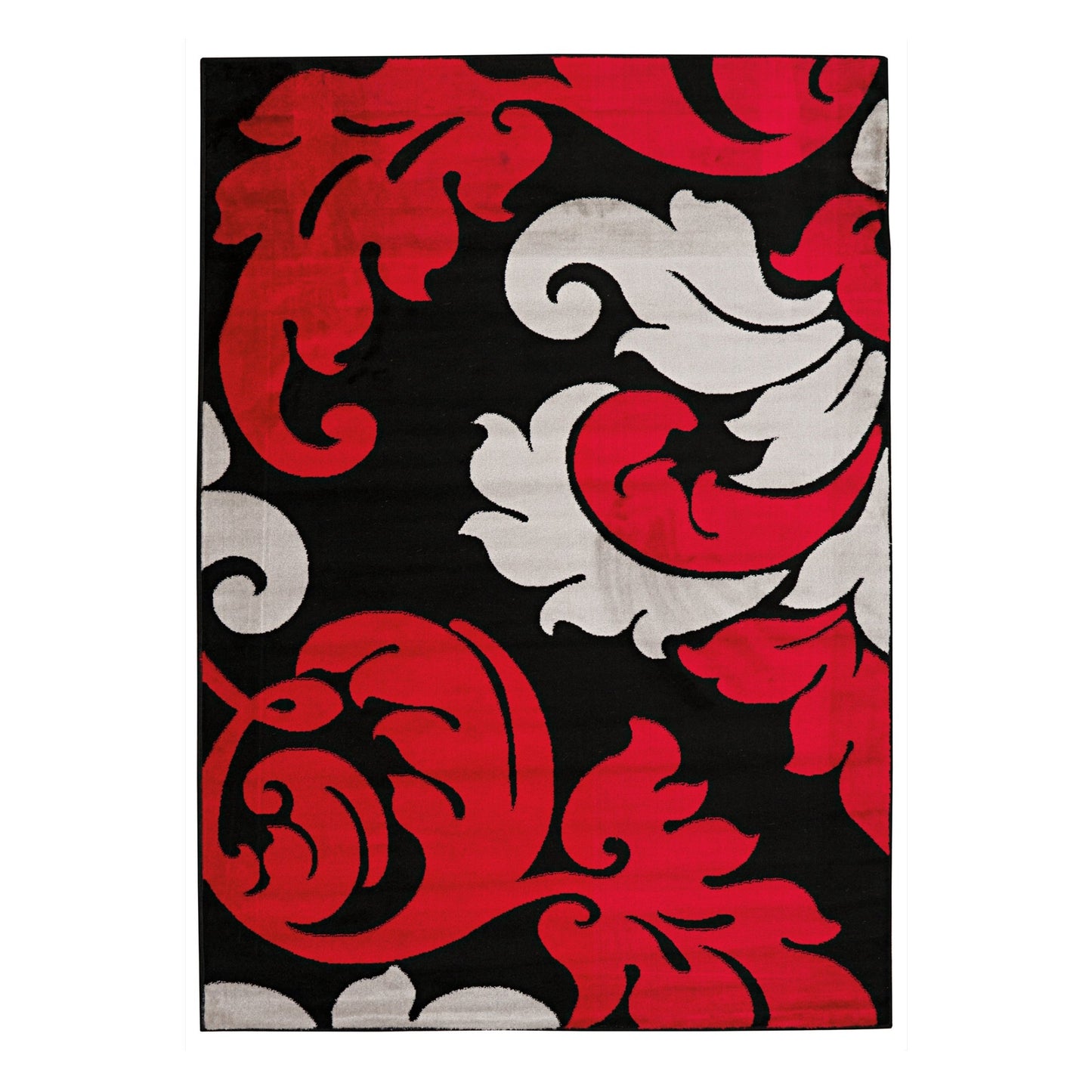 Powell Elegance 5' x 7.25' Rectangle Area Rug, Black/Red