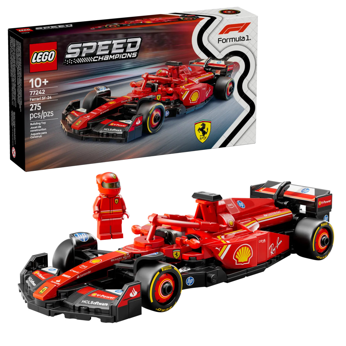 LEGO Speed Champions Ferrari SF-24 F1 Race Car Building Toy Set (275-Pieces)