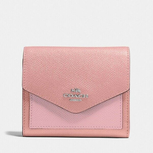 Coach Small Wallet in Colorblock Crossgrain Leather - Light Blush