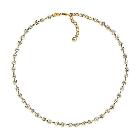 Anna Zuckerman Olivia 84 Women's 16" 9.80 ct. Diamond Crystalline Sabrina Choker Necklace in 18K Yellow Gold-Plating over 925 Sterling Silver