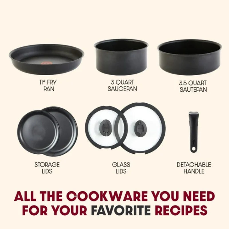 T-fal Ingenio Expertise Non-Stick Cookware (Set of 8) - Black