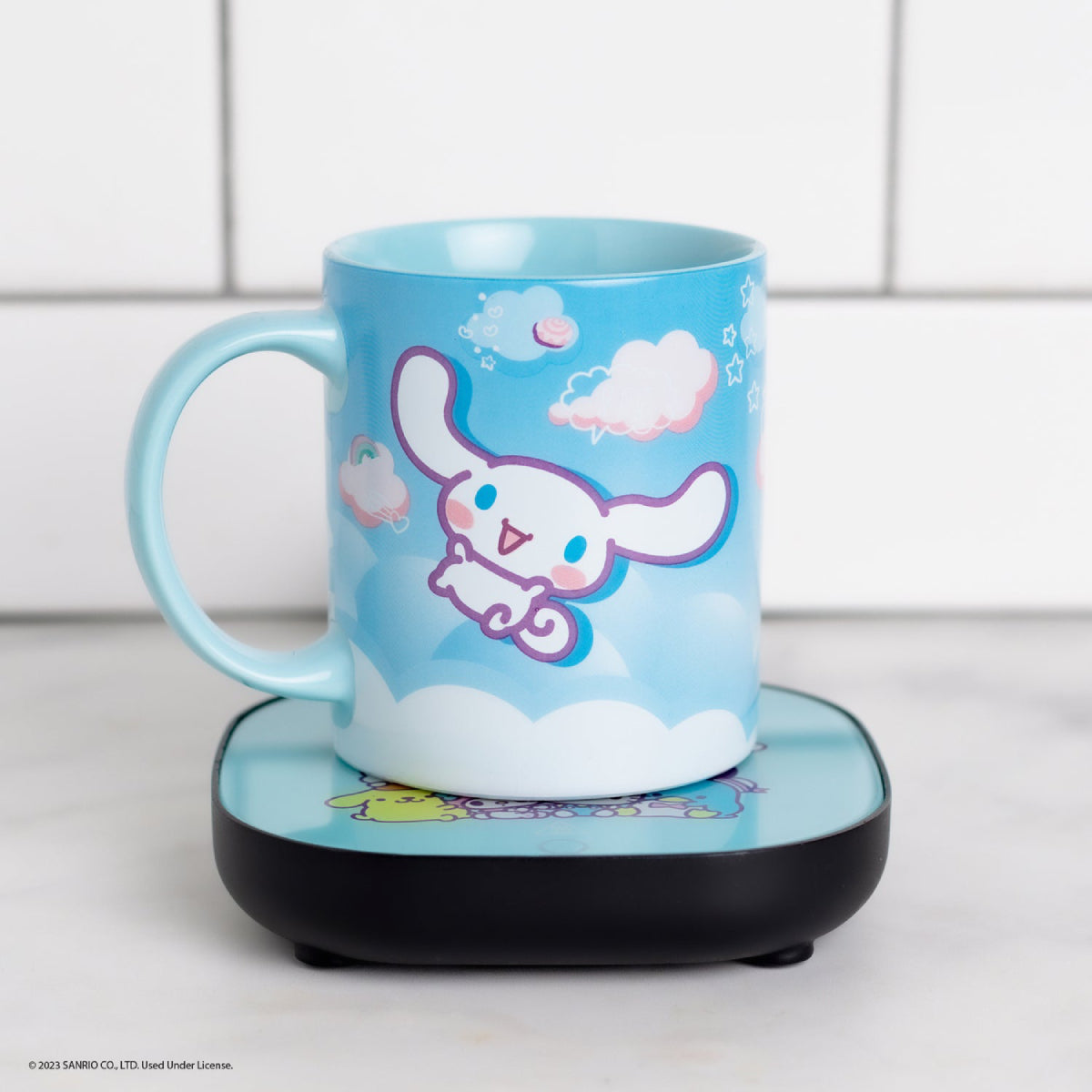 Juego de calentadores de tazas Cinnamoroll de 12 oz de Hello Kitty y sus amigos, azul claro