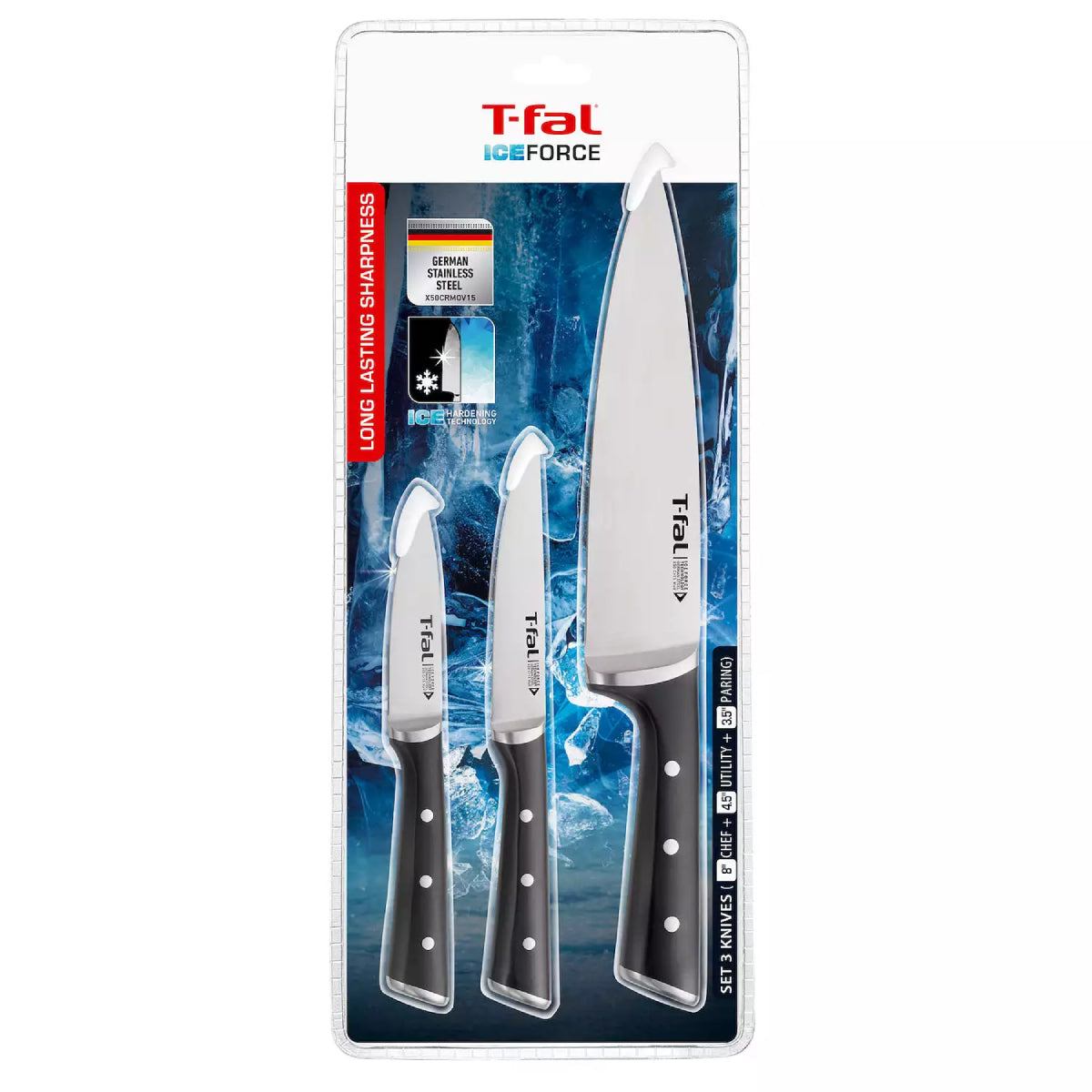 T-fal K282S364 Ice Force Knives Set (3-Piece) - Stainless Steel/Black