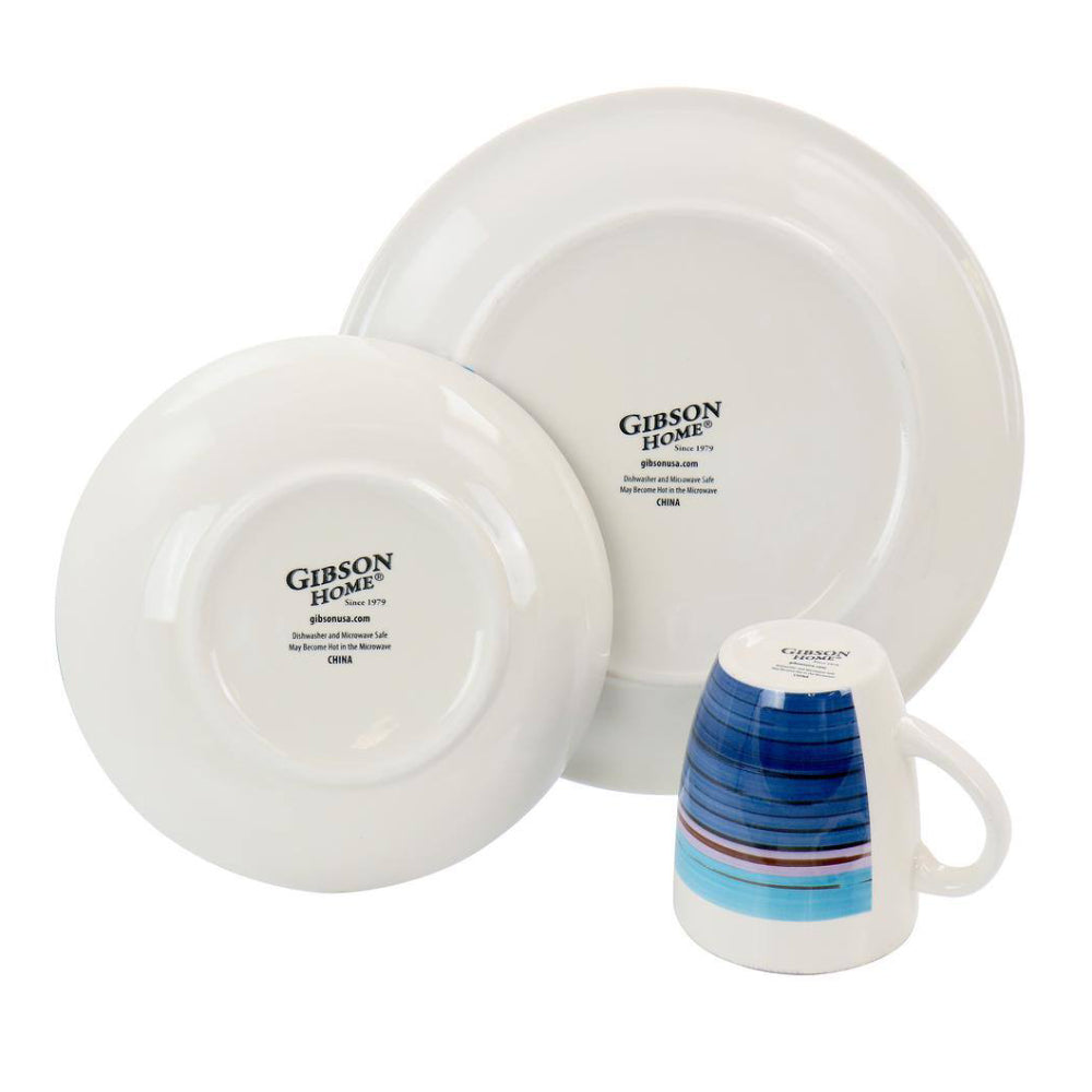 Gibson Home Richvale 12-Piece Durastone Dinnerware Set - Blue