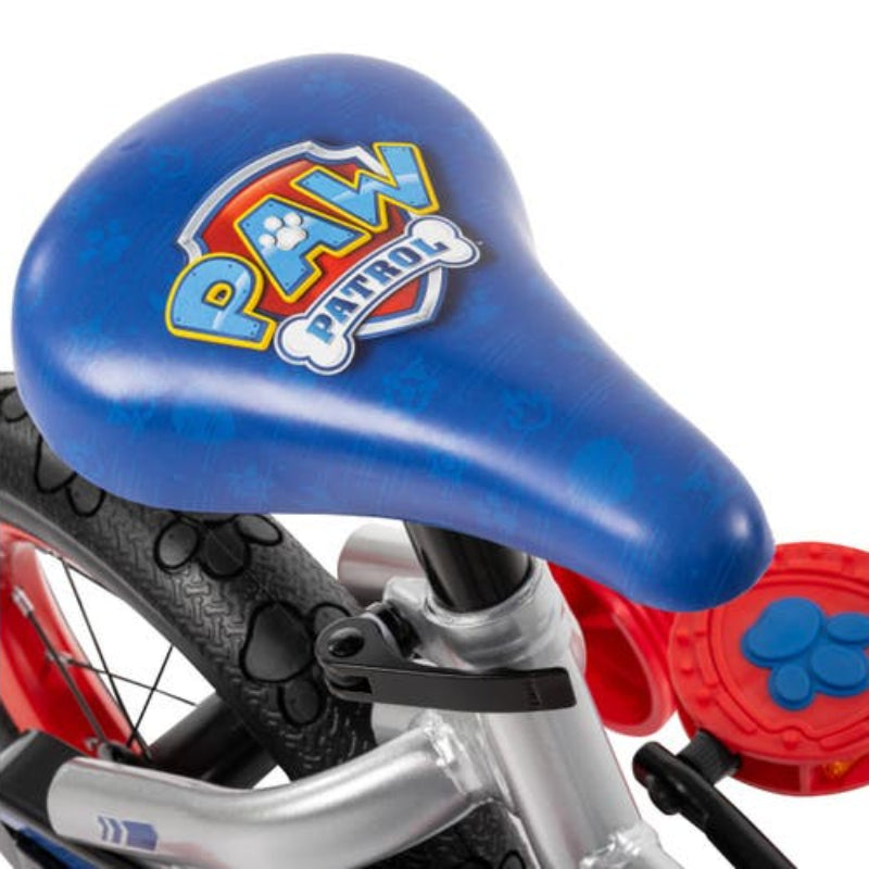 Bicicleta Huffy Paw Patrol de 12" para niños, color plateado y azul