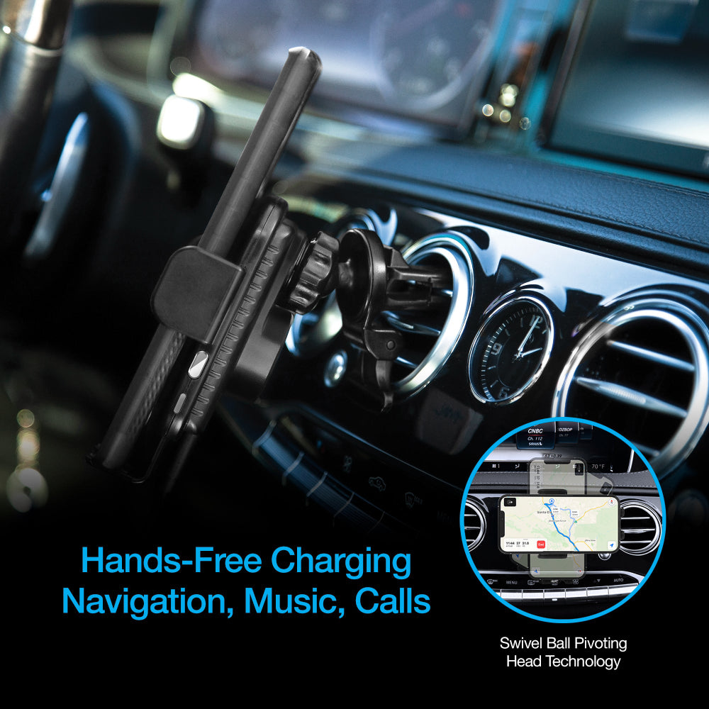 Naztech Smart Grip 15W Wireless Fast Charging Car Mount - Black