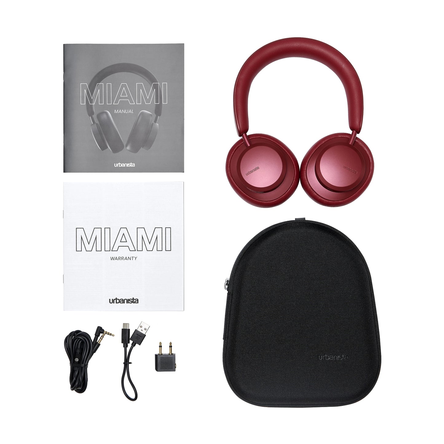 Urbanista Miami Wireless Noise Canceling Bluetooth Over-the-Ear Headphones - Ruby Red