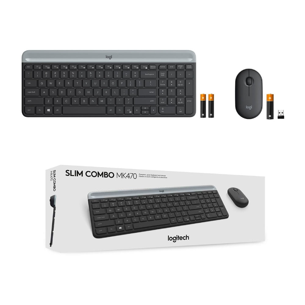 Teclado y ratón inalámbricos delgados Logitech MK470 - Negro/gris