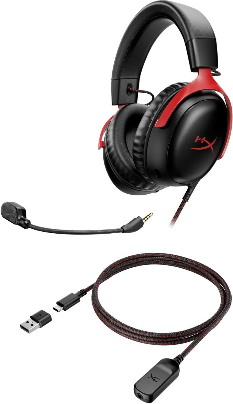 HyperX 727A9AA Cloud III Wired Over-the-Ear Gaming Headset - Black/Red