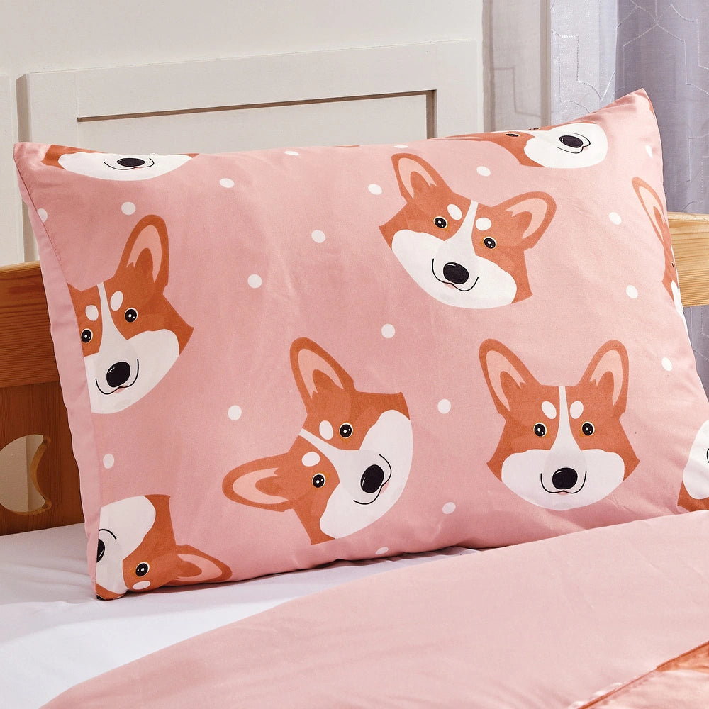 Esca Corgi Full/Queen Size 4-Piece Comforter Set - Pink