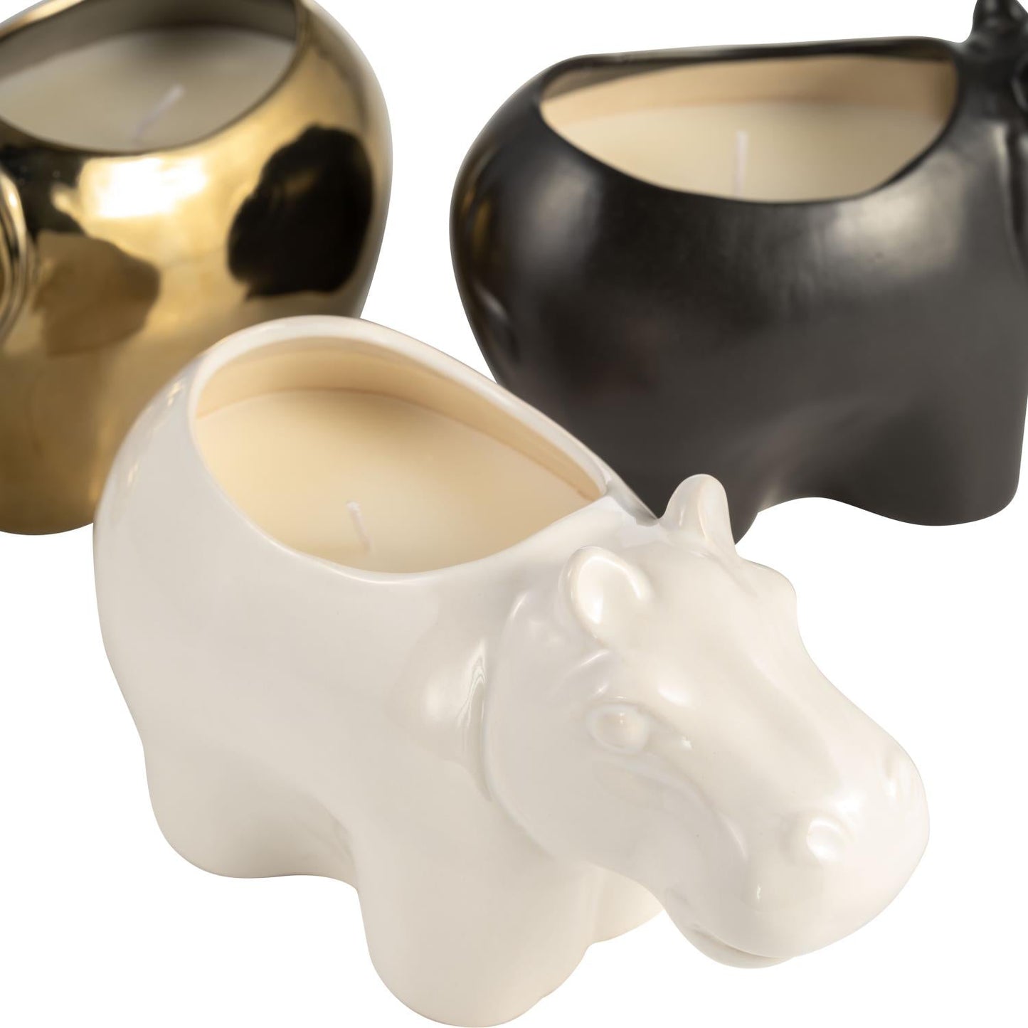 Sagebrook Home Ceramic Hippo Soy Scented Candle (Set of 3)