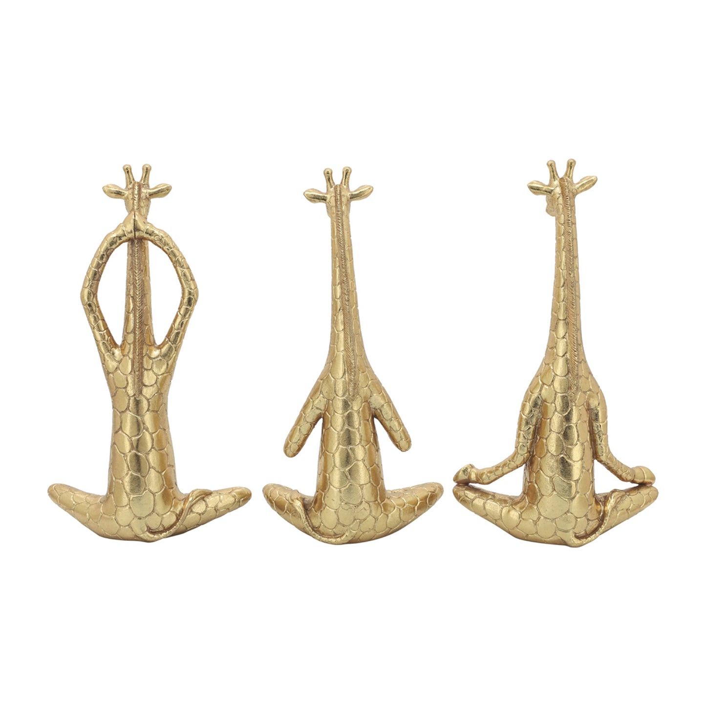 Sagebrook Home Polyresin 12" Yoga Giraffe (Set of 3) - Gold