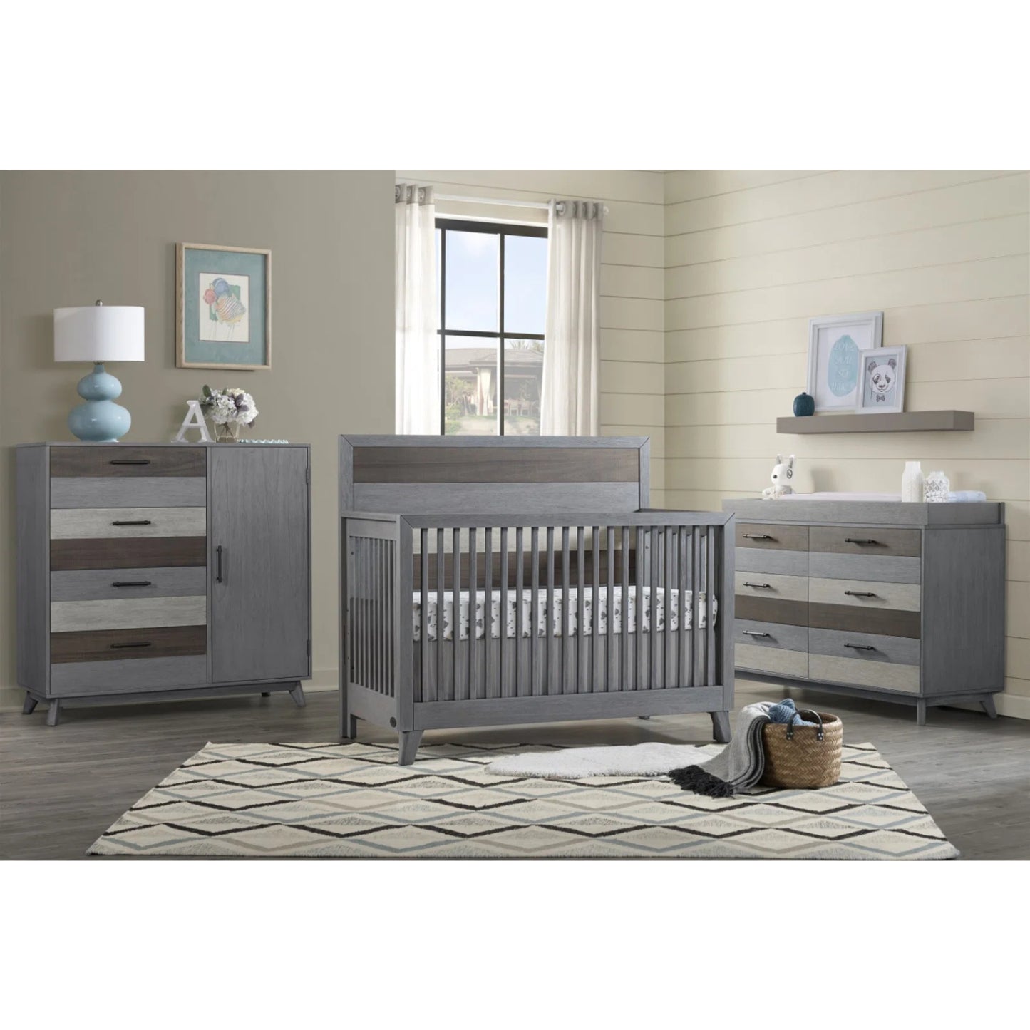 Cuna convertible 4 en 1 color gris Cascade de Soho Baby