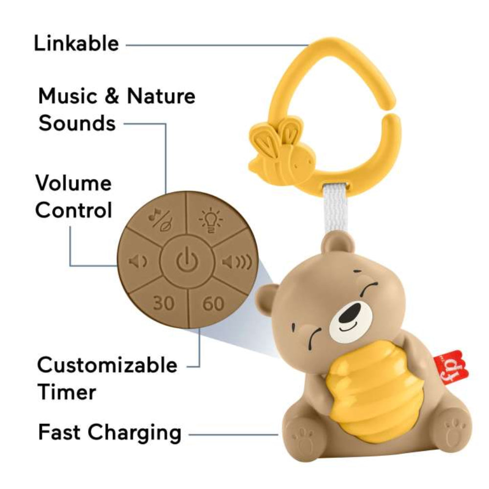 Fisher-Price Beary Soothing Portable Baby Sound Machine with Customizable Timer - Multicolor