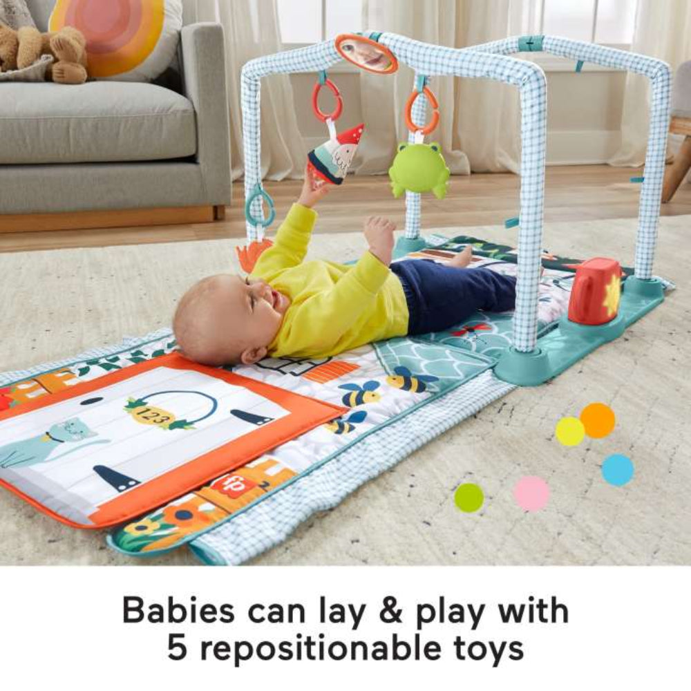 Gimnasio para bebés 3 en 1 de Fisher-Price con 5 juguetes sensoriales y de motricidad fina - Multicolor