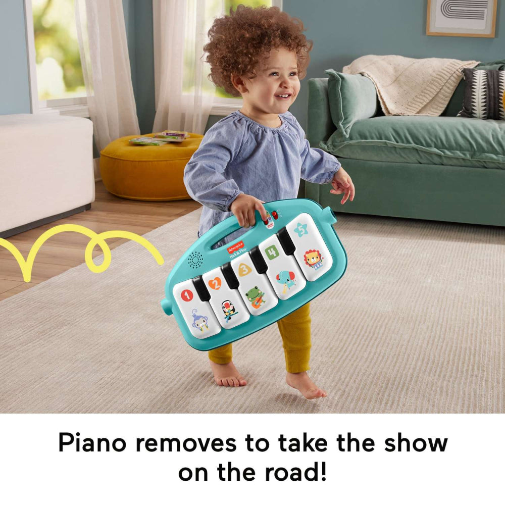 Gimnasio con piano para bebés 4 en 1 que brilla y crece con juguetes de aprendizaje musical Fisher-Price, color azul