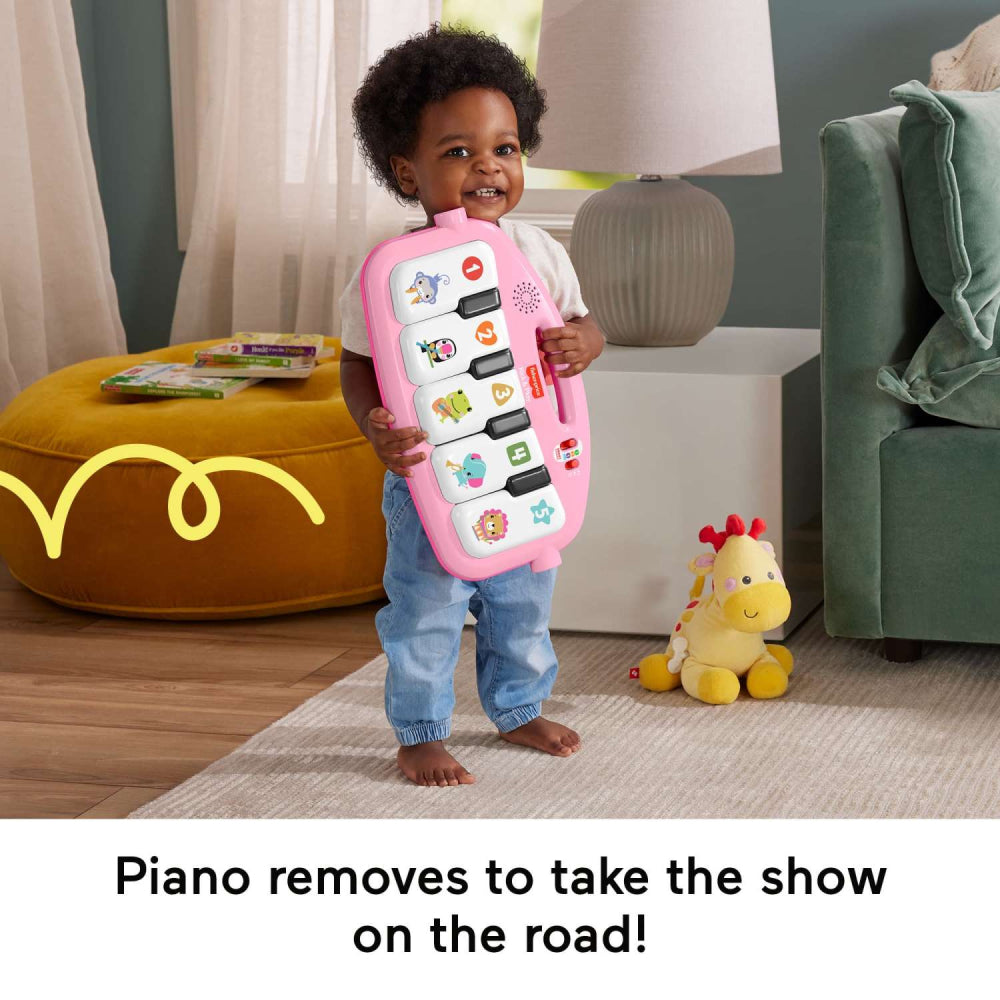 Fisher-Price 4-in-1 Glow and Grow Kick and Play Piano Gym Baby Playmat with Musical Learning Toy - Pink