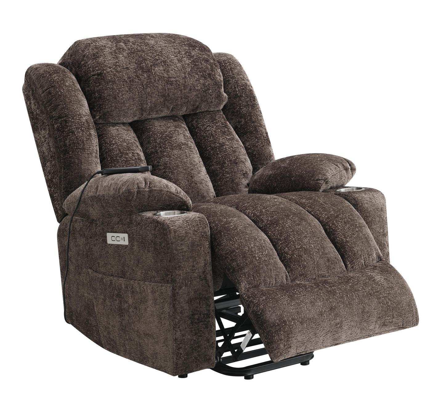 Orion Brown Power Recliner With Lift, Massage And Heating