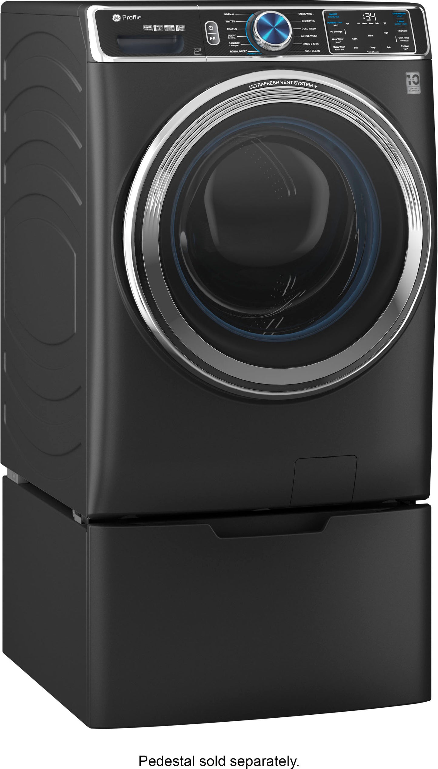 GE Profile - 5.3 cu. ft Smart Front Load Steam Washer with Vent System & Microban Antimicrobial Technology - Carbon Graphite