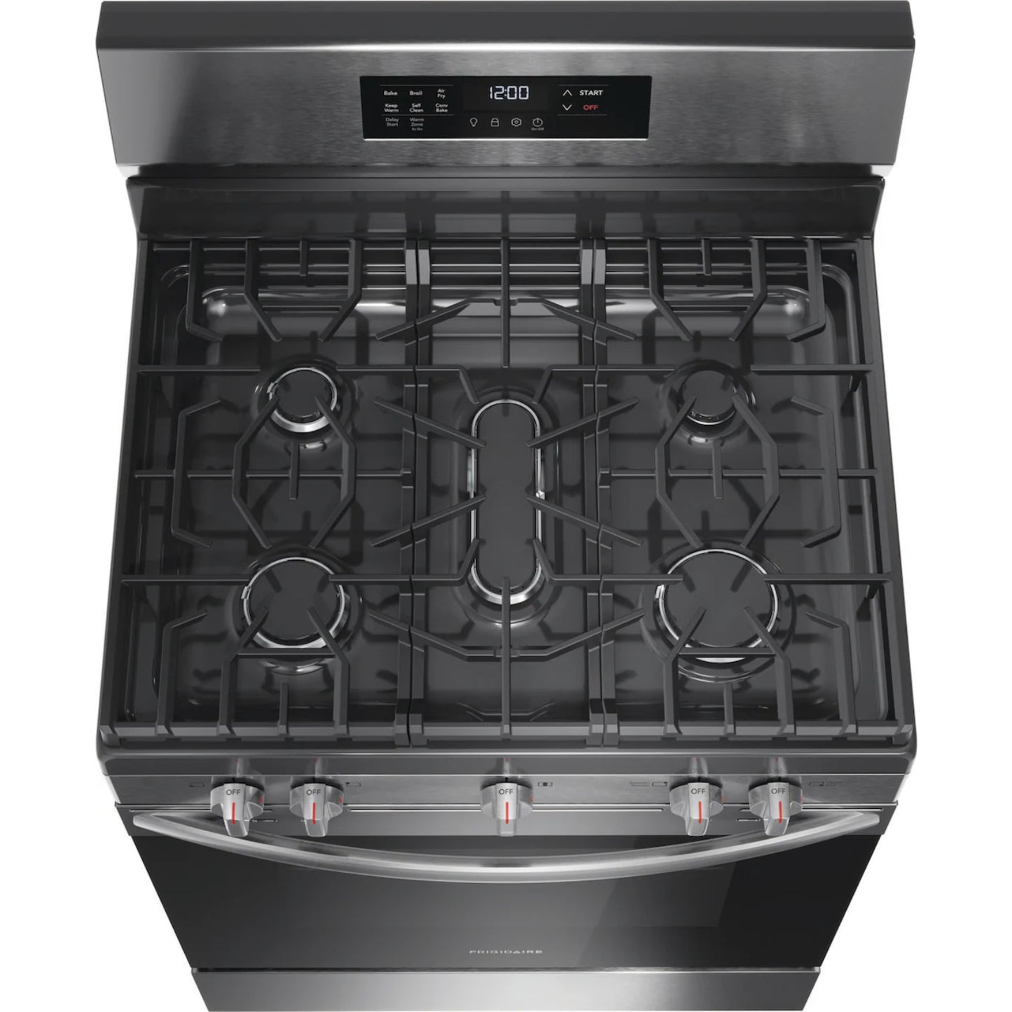 Cocina a gas natural independiente Frigidaire FCRG3083AS de 5,1 pies cúbicos con 5 quemadores, acero inoxidable