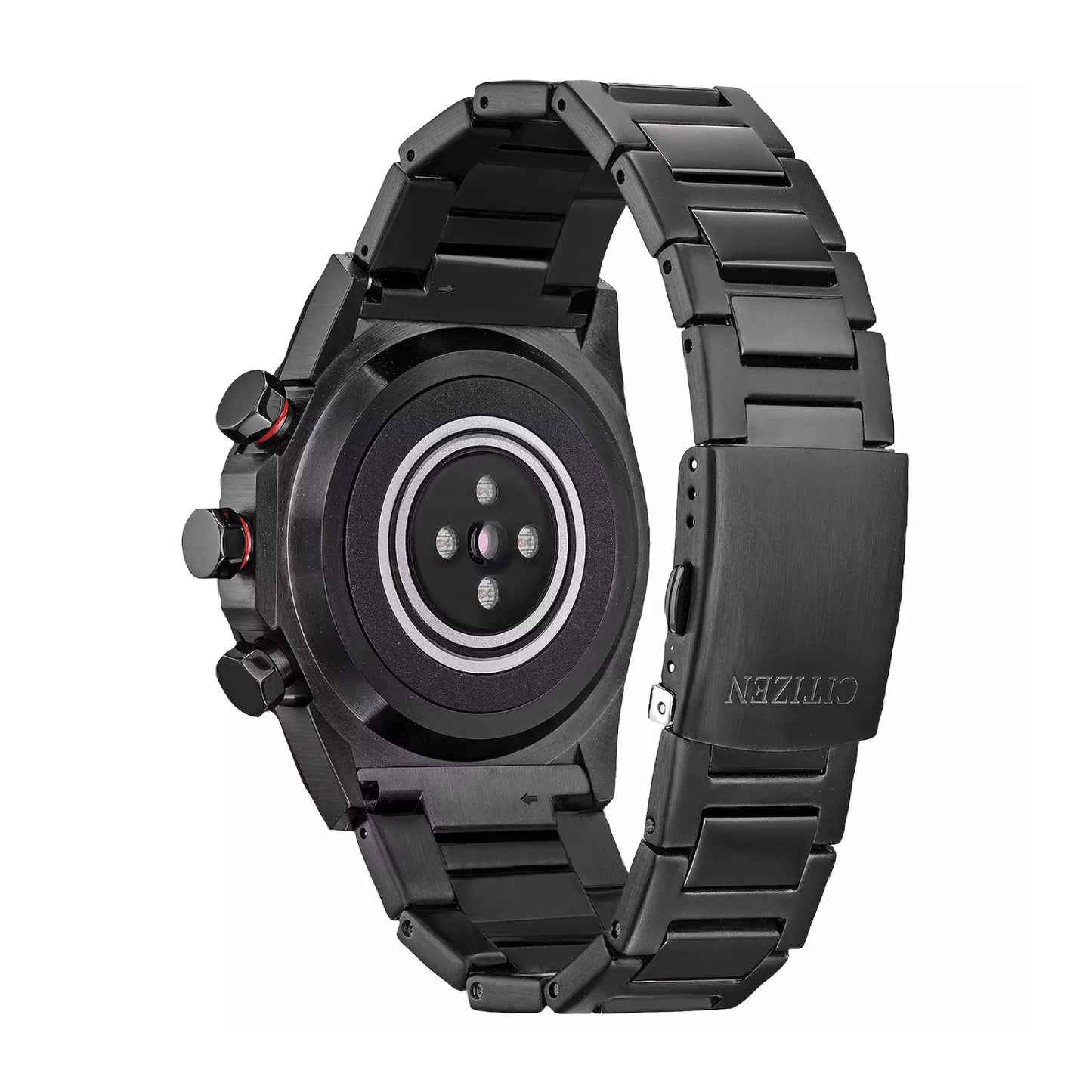 Reloj inteligente Citizen Generation 2 CZ Smart Hybrid unisex de 44 mm con cronógrafo y caja de acero inoxidable y pulsera negra - Bluetooth